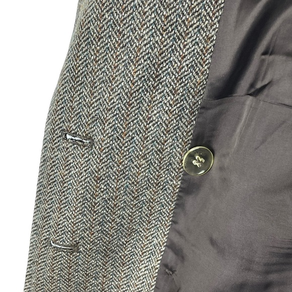 LAURA ASHLEY BRITISH TWEED BROWN DOUBLE BREASTED WOOL BLAZER JACKET - Picture 12 of 14